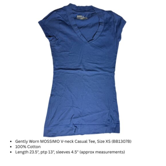 BUNDLE of 3-Gently Worn MOSSIMO Women's V-Neck T-Shirts, Size XS (BB1307B) - Picture 2 of 4
